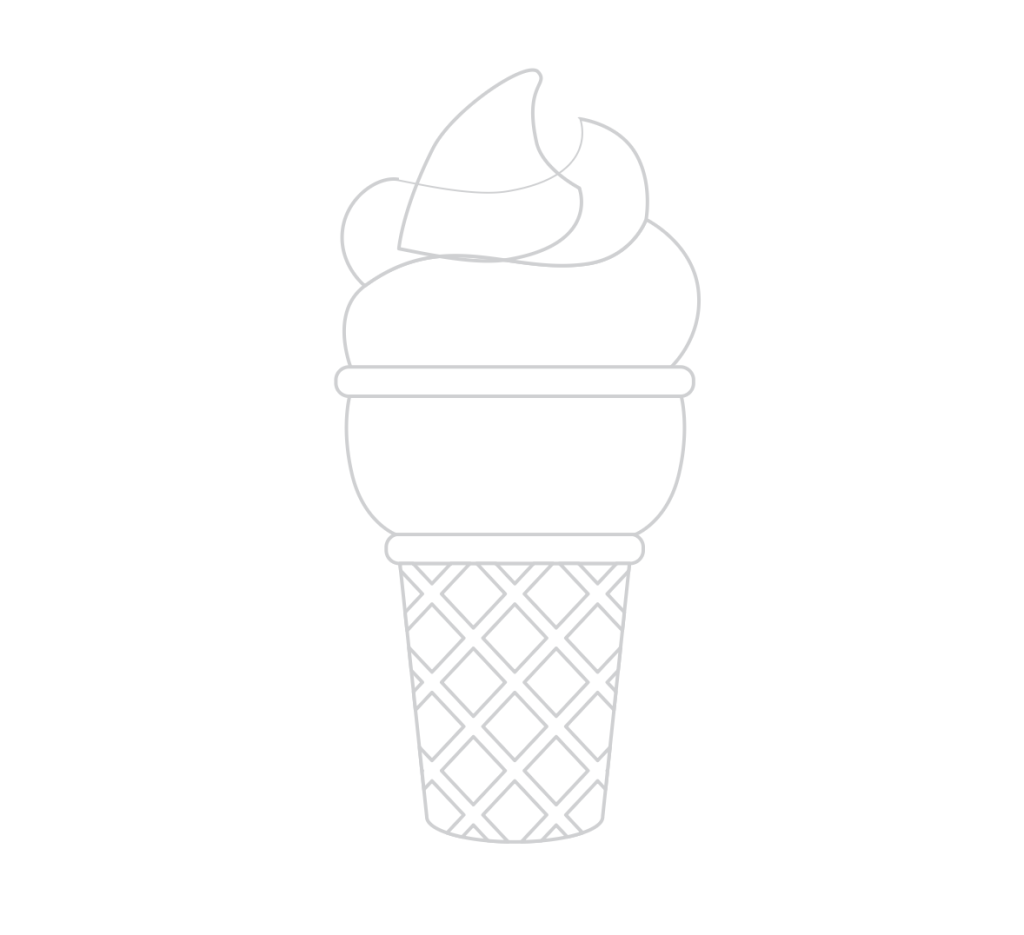Line drawing of an ice cream cone.